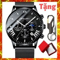 [QUÀ TẶNG] Đồng hồ nam CRNAIRA Đen quyền lực, lịch lãm, có lịch ngày, đi mưa, rửa tay tốt, chạy chính xác