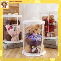 Quà Tặng Gấu Bông Hoa Sáp Vĩnh Cửu, Sản Phẩm Bào Gồm Hộp Trong Suốt, Đèn Led, Ruy Băng, Decor Trang Trí, Quà Tặng