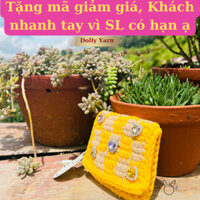 Quà tặng handmade ví đựng tiền, thẻ,...12cm móc từ len Milk cotton loại 1 thiết kế riêng - Tiệm Len Dolly