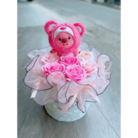 [Quà tặng] Hộp hoa gấu bông Loppy mix hoa sáp thơm cao cấp 7 lớp - Món quà ý nghĩa cho người thân và bạn bè