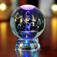 Quà tặng khắc tuần lộc quả cầu pha lê, bông tuyết tùy chỉnh với đế phát sáng, quà sinh nhật, quà ngày lễ, quà Giáng sinh cho bạn gái QN11