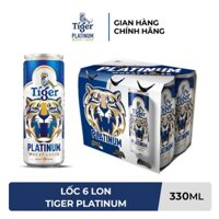 Quà tặng - Lốc 6 lon bia Tiger Platinum 330ml/lon