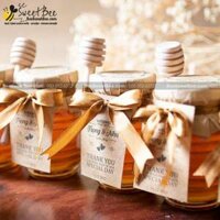 Quà tặng mật ong 100ml + Trang trí giấy kraft bọc nắp lọ + Que gỗ lấy mật