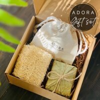Quà tặng mẹ 20/10 ADORA CANDLE xà bông sinh dược thiên nhiên và xơ mướp tắm tự nhiên