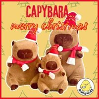 [Quà tặng noel 2024] Gấu bông Giáng Sinh Capybra, thú nhồi bông Capybara mũ Merry Christmas đáng yêu