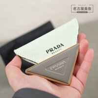 Quà tặng Prada Classic Triangle Gương trang điểm Gương một mặt màu hồng di động Gương di động có túi đựng đồ