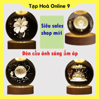 [🎁QUÀ TẶNG] Quả cầu pha lê 3d tuyết phát sáng, đèn trang trí phòng ngủ, quà sinh nhật lưu niệm, decor để bàn làm việc