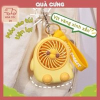Quà tặng quạt tích điện mini Vịt con dễ thương kèm móc khóa cute cho bạn bè, người yêu