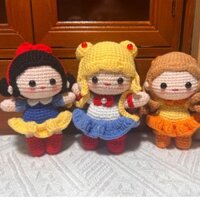 Quà tặng sáng tạo năm mới, búp bê cô gái xinh đẹp dệt tay ngọt ngào, đồ trang trí công chúa hoạt hình bằng sợi len công nghiệp nặng, đồ trang trí bằng tay tinh tế, thành phẩm diy