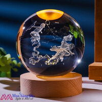 Quà Tặng Sinh Nhật 🎁 🎁 🎁 Quả Cầu Pha Lê 3D LED Cung Song Ngư
