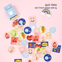Quà tặng Sticker 11 hình dán trang trí sổ tay dễ thương mẫu bất kỳ Crabit