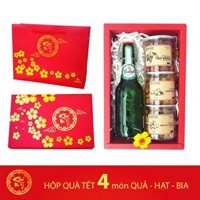 [Quà tặng Tết] Hộp quà 3 món KNY3BIA12 kèm túi giấy gồm Táo Vàng Hạt Điều Hạnh Nhân và Bia nhập khẩu Hà Lan