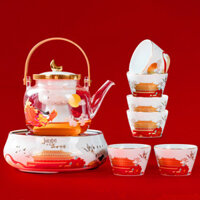 Quà Tặng Tết Trung Thu Bếp Gốm Điện Tự Động Bếp Trà Nghệ Thuật Thủy Tinh Đun Nước Ấm Đun Trà Im Lặng Dụng Cụ Nấu Trà Phụ