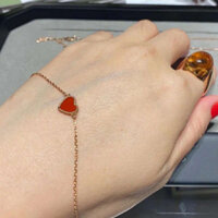 quà tặng tình yêu quà sinh nhật cho nữ vòng tay cuff cặp valentine vòng tay cặp ngày lễ tình nhân Vòng Tay Vàng 18K Nữ Hồng Vàng Tình Yêu Nhỏ Trái Tim Đỏ Cổ Tay Trang Sức Ánh Sáng Sang Trọng Quà Tặng Phong Cách Hàn Quốc Đơn Giản Cá Tính Ins