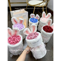 QUÀ TẶNG VALENTINE, SINH NHẬT - Bó hoa sáp tai thỏ Bunny mini size 35cm