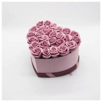 Quà Tặng Vợ 20 10 Hoa Hồng Sáp Màu Hồng Đất Hộp Trái Tim Size M