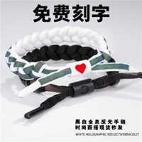 Quà tặng Vòng tay chữ thời trang ba chiều phản quang huỳnh quang vòng tay cặp đôi vòng tay người bạn thân quà tặng nam nữ hợp thời trang dây giày phụ kiện tay