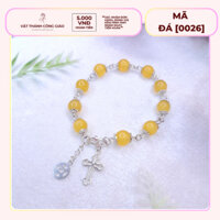 [Quà Tặng Ý Nghĩa] Vòng Tay, Lắc Tay Mân Côi Mắt Mèo Vàng Phối Bạc S925 | Vật Thánh Công Giáo