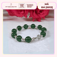 [Quà Tặng Ý Nghĩa] Vòng Tay, Lắc Tay Mân Côi Đá Xanh Tư Nhiên Phối Titan Bạc  | Vật Thánh Công Giáo