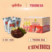 [Quà tết] Combo 3 gói 100g trâu gác bếp Chị Vẹo và 1 thùng bia Trường Sa