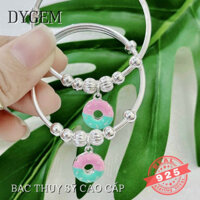 Quà thôi nôi, đầy tháng cho bé - Lắc bạc cho bé treo bánh donut nhận khắc tên- VÒNG TAY EM BÉ - bạc s925 Dygem.vn