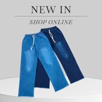 Quần 9 tấc ống xuông jean thun dày dặn co dãn tốt