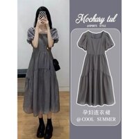 Quần áo bà bầu mùa hè, đầm dài phong cách Hepburn Pháp mới, bộ thời trang mùa hè, đầm bà bầu cỡ lớn cho phụ nữ 3.2