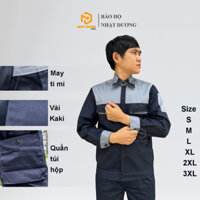 Quần áo bảo hộ lao động nam 18 Nhật Dương vải kaki bền chắc đồ đồng phục lao động dài tay túi hộp giá rẻ