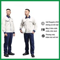 Quần áo bảo hộ lao động nam cao cấp Tinba 03 vải Pangrim hàn quốc màu ghi xám phối xanh than