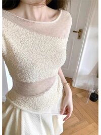 Quần Áo Bé Gái Áo Ngắn Pháp Lưới Khâu Dệt Kim Nhỏ Bay Tay Áo Thun Nữ Mùa Hè Cao Cấp Không Đều Slim-fit Ôm Hơn Nhìn Ngọt Ngào