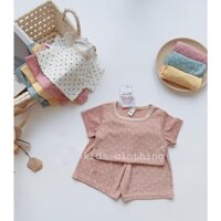 QUẦN ÁO BÉ GÁI- BỘ CHẤM BI  3 MÀUCỔ VUÔNG 8-30KG ANNAKIDS