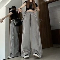 Quần Áo Bé Gái Quần Dây Rút Mỹ Ống Rộng Quần Thể Thao Nam Nữ Rời Niche Thiết Kế Chức Năng Unisex Nhẹ Phản Quang Quần Dài