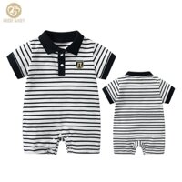 Quần áo bé trai 3-24 tháng tuổi Polo Cổ áo Body Sọc Áo liền quần Cotton tay ngắn Jumpsuit