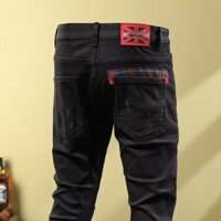 Quần Áo Bé Trai Co Giãn Mỏng Hơn Nhìn Nam Hợp Thời Trang Quần Jean Phong Cách Mới Thời Trang Rách Miếng Dán Cá Tính Cao Cấp Dạo Phố Đen Sli