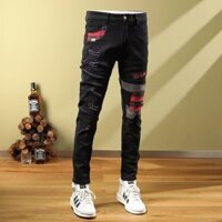Quần Áo Bé Trai Co Giãn Mỏng Hơn Nhìn Nam Hợp Thời Trang Quần Jean Phong Cách Mới Thời Trang Rách Miếng Dán Cá Tính Cao Cấp Dạo Phố Đen Sli