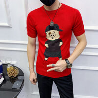 Quần Áo Bé Trai Dệt Kim Tay Ngắn Mùa Xuân Phong Cách Mới Cặp Đôi Heo Con Áo Len Tay Ngắn Phiên Bản Hàn Quốc Slim-fit Dệt Kim Tròn