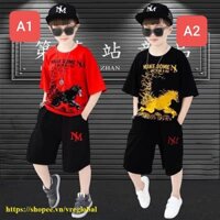 Quần Áo Bé Trai ⚡GIẢM SỐC ⚡ Set Bộ Quần Áo Trẻ Em Mùa Hè Cho Bé Trai NM Co Giãn 4 Chiều Thoáng Mát
