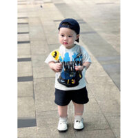 Quần áo bé trai, set bộ áo cotton BATHWHEELS kèm quần short kaki cho bé 10-30kg