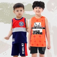 Quần Áo Bé Trai Size Đại, Bộ Ba Lỗ Sát Nách Cho Bé Trai Mùa Hè Vải Cotton Cỡ 3-11 Tuổi (11kg- 37kg)