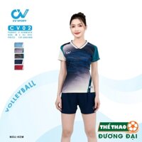Quần Áo Bóng Chuyền NỮ CV C02 Kem Thun Mè C-Airmaxx Thoáng Khí Thể Thao Đương Đại