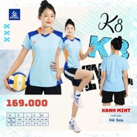 Quần Áo Bóng Chuyền  Nữ Màu Xanh Có In Tên Số Theo Yêu Cầu