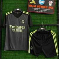 Quần Áo Bóng Đá CLB Real Madrid Đen 22 DK - Áo Đá Banh Mẫu Mới 2024, Cực Đẹp