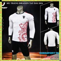 Quần áo bóng đá dài tay MU rồng, in tên số theo yêu cầu, in nhiệt không bong tróc, sắc nét bền màu, HUNGSPORT TN