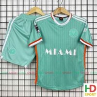 Quần áo bóng đá Miami 2025 màu xanh ngọc vải mè Hàn Quốc CÓ IN ẤN