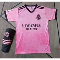 Quần áo bóng đá real màu hồng 2022
