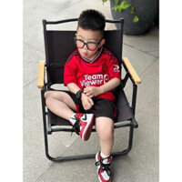 Quần áo bóng đá trẻ em, set bộ quần áo thể thao chất cotton phủ bóng họa tiết đội MU cho bé 10-30kg