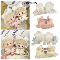 Quần áo búp bê JKDESIGN, Bộ váy thu nhỏ màu vàng hồng 10cm, Quà tặng Cánh thiên thần Trang phục thay thế Đồ chơi búp bê Mũ nón Bộ đồ búp bê nhồi bông