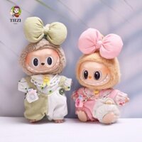 Quần áo búp bê TIEZI Labubububu, Phong cách người yêu Nơ lớn Ngồi Labubububutu Vải thời gian, Trang phục đồ chơi Camera Thay thế thủ công 17cm Quần áo búp bê sang trọng Phụ kiện búp bê bông