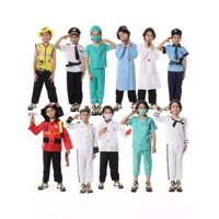 Quần Áo cảnh sát trẻ em Halloween, quần áo chữa cháy, quần áo Luật Sư, quần áo bác sĩ, quần áo y tá, quần áo kỹ thuật, quần áo ngụy trang, quần áo biểu diễn JTJA