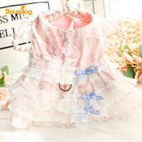 Quần Áo Cho Chó Mùa Xuân Mùa Hè Quần Áo Mỏng Phong Cách Ren Hoa Lực Kéo Chó Nhỏ Teddy Thú Cưng Váy